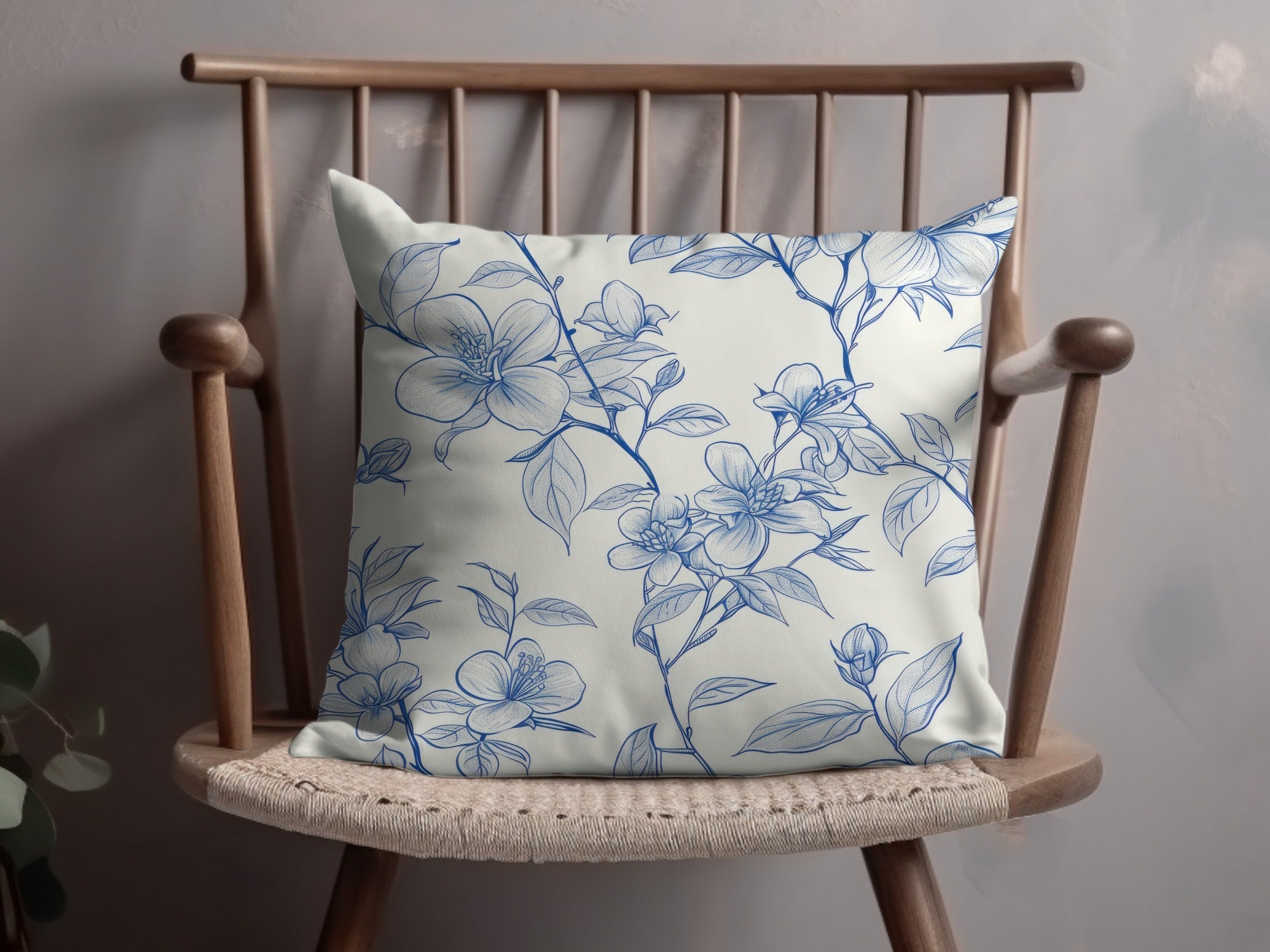 Blue Floral Branches Pattern Detailed Design Artwork Digital - Moore and Mountain