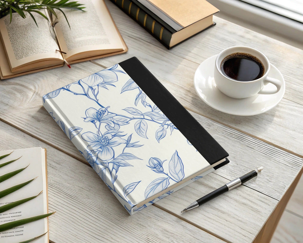 Blue Floral Branches Pattern Detailed Design Artwork Digital - Moore and Mountain