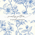 Blue Floral Branches Pattern Detailed Design Artwork Digital - Moore and Mountain