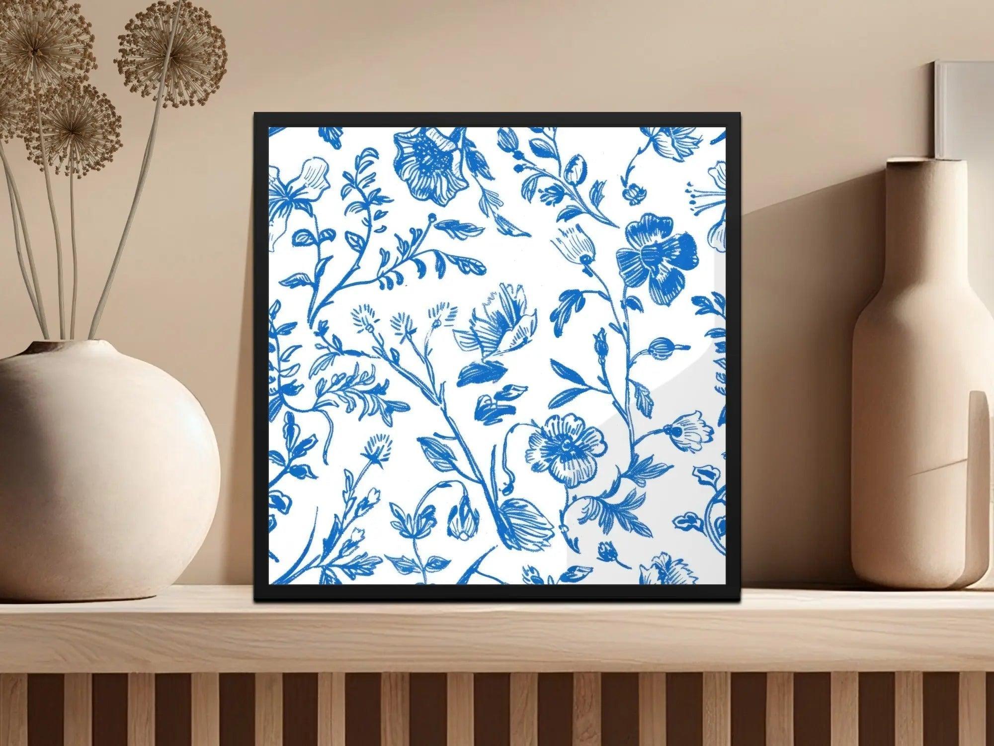 Blue Floral Digital Paper, Seamless Flower Pattern, Chintz Style Fabric Design, Printable Background for Crafts, Scrapbooking Digital - Moore and Mountain