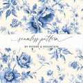 Blue Floral Digital Paper, Seamless Flower Pattern, Elegant Floral Design, Printable Fabric Pattern, Scrapbook Paper, 12x12 JPEG Digital - Moore and Mountain