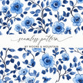 Blue Floral Digital Paper, Seamless Flower Pattern, Watercolor Texture, Fabric Design, Printable Paper, Scrapbook Paper, Digital Download - Moore and Mountain