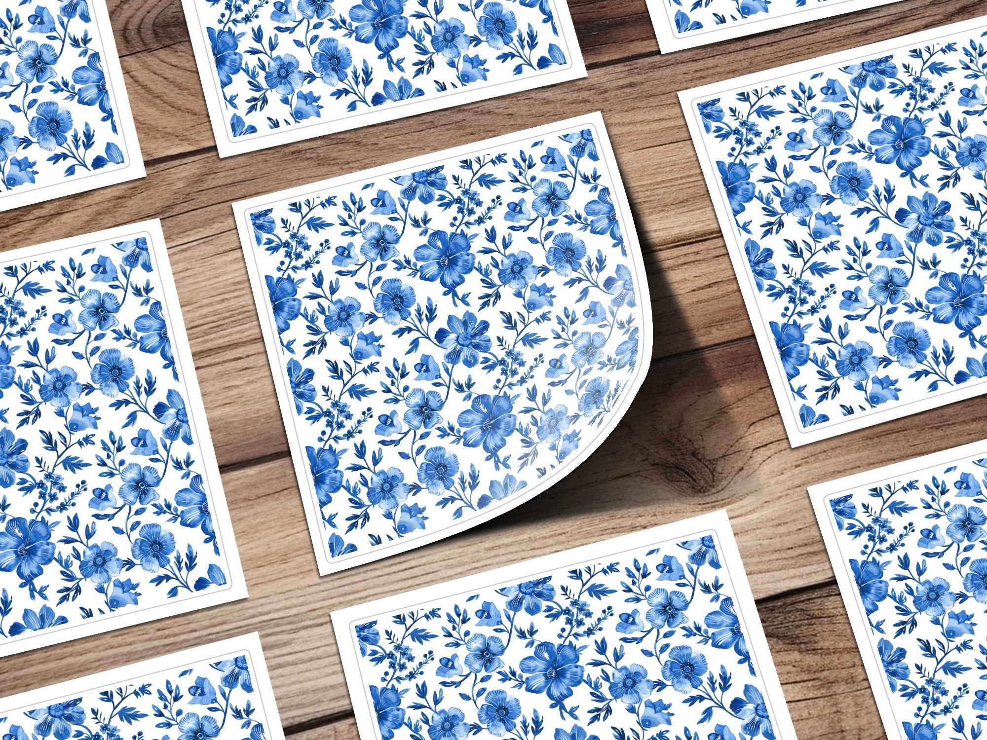 Blue Floral Digital Paper, Seamless Pattern, Flower Digital Background, Printable Fabric Pattern, Scrapbook Paper, Digital Download - Moore and Mountain
