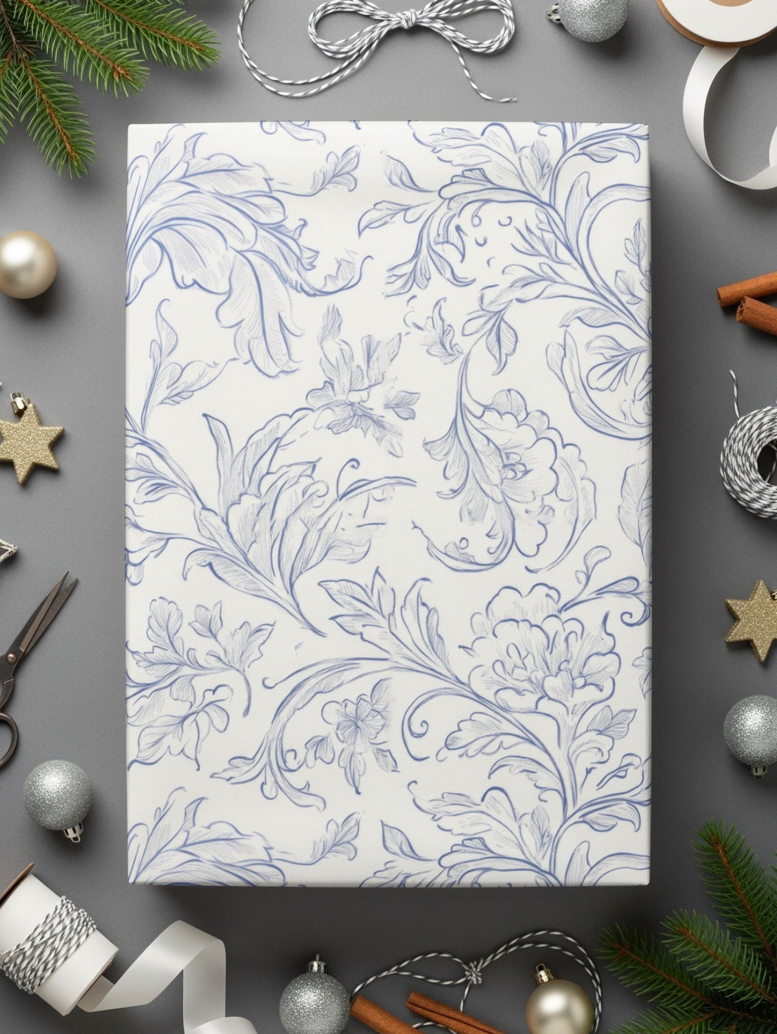 Blue Floral Digital Paper, Seamless Pattern, Printable Paper, Elegant Design, Scrapbooking Paper, Fabric Design, Digital Download - Moore and Mountain