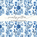 Blue Floral Digital Paper, Seamless Pattern, Watercolor Flowers, Scrapbook Paper, Fabric Design, Background, Printable Art, Digital Download - Moore and Mountain