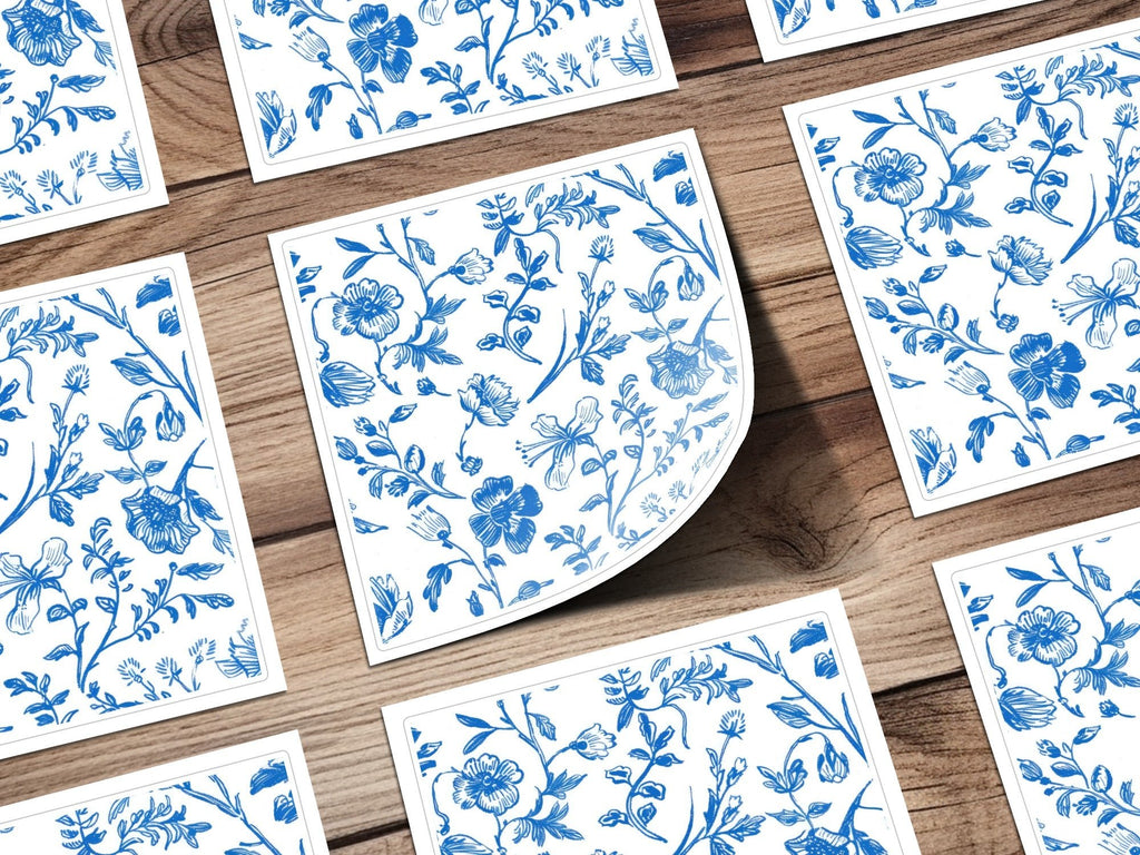 Blue Floral Seamless Digital Paper, Chinoiserie, Floral Digital Background, Tileable Flower Pattern, Cottagecore Digital Art, Floral Print - Moore and Mountain