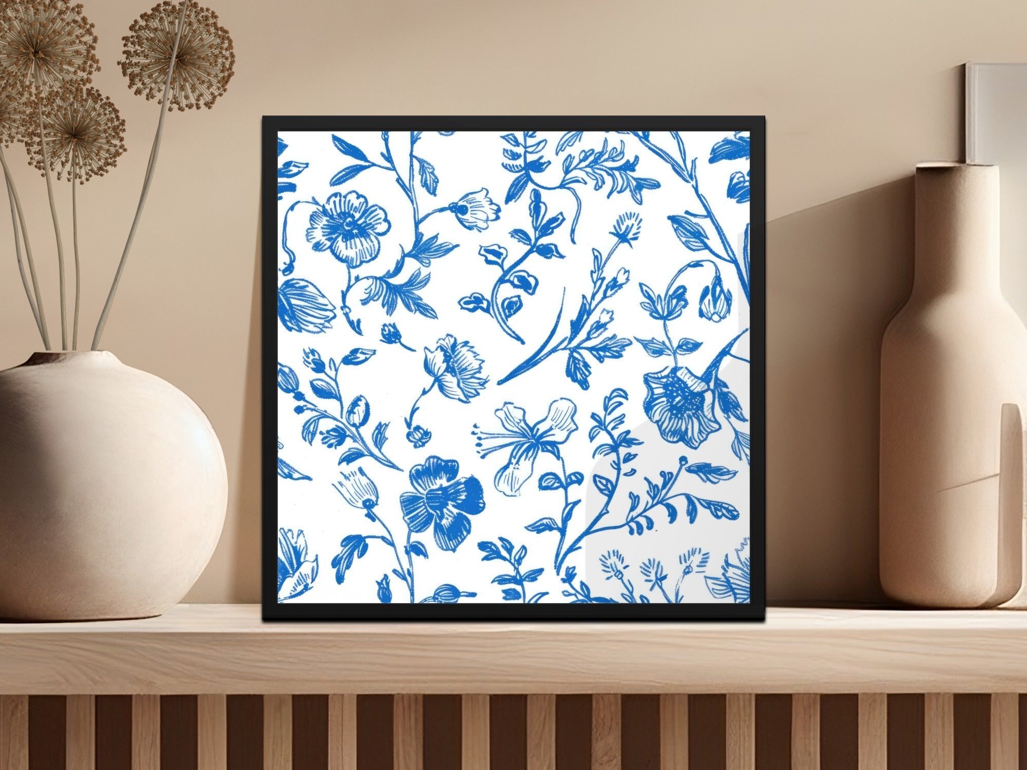Blue Floral Seamless Digital Paper, Chinoiserie, Floral Digital Background, Tileable Flower Pattern, Cottagecore Digital Art, Floral Print - Moore and Mountain
