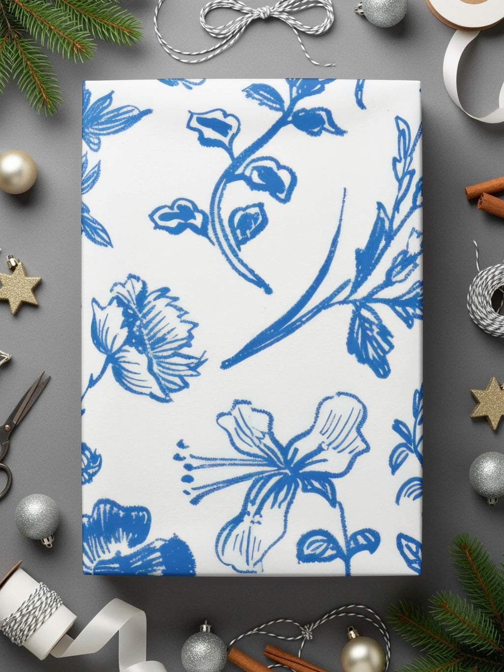 Blue Floral Seamless Digital Paper, Chinoiserie, Floral Digital Background, Tileable Flower Pattern, Cottagecore Digital Art, Floral Print - Moore and Mountain