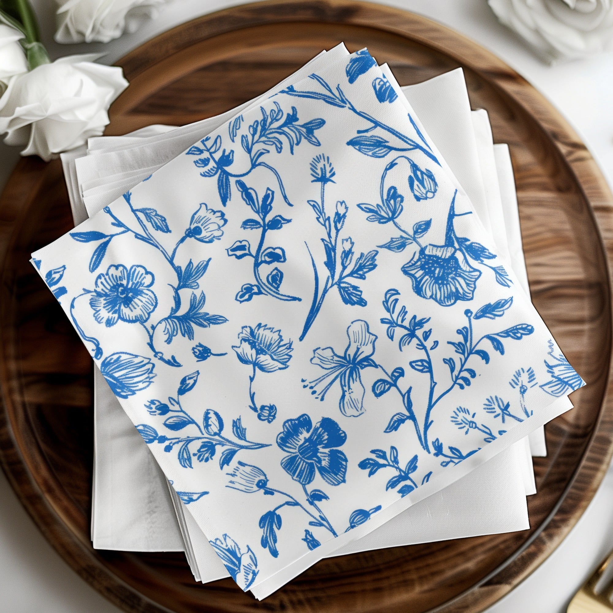 Blue Floral Seamless Digital Paper, Chinoiserie, Floral Digital Background, Tileable Flower Pattern, Cottagecore Digital Art, Floral Print - Moore and Mountain