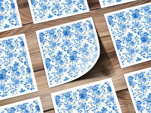 Blue Floral Seamless Digital Pattern, Chinoiserie Printable, Watercolor Flower Digital Paper, Repeating Tile Fabric Design, Floral Digital - Moore and Mountain