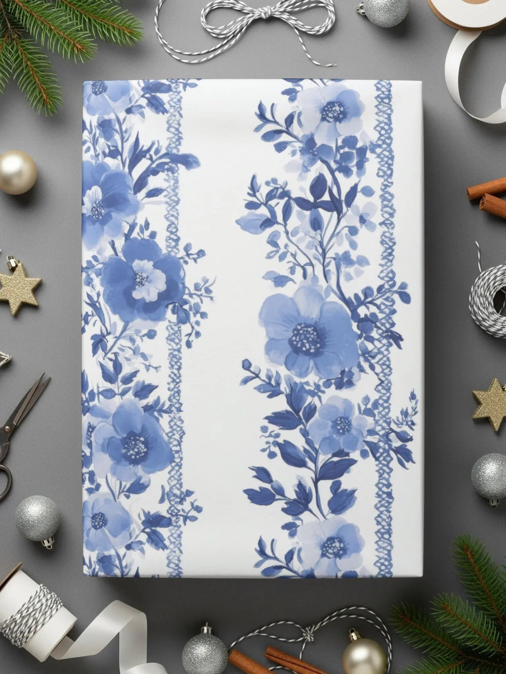 Blue Floral Seamless Pattern Digital Paper, Floral Pattern, Digital Download, Floral Backgrounds, Tileable Flowers, Shabby Chic Paper - Moore and Mountain