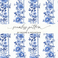Blue Floral Seamless Pattern Digital Paper, Floral Pattern, Digital Download, Floral Backgrounds, Tileable Flowers, Shabby Chic Paper - Moore and Mountain