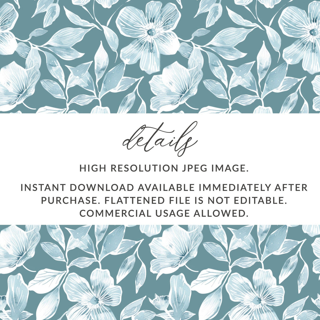 Blue Floral Seamless Pattern, Digital Paper, Flower Fabric Print, Scrapbook Paper, Repeat Pattern, Tileable Background Digital - Moore and Mountain
