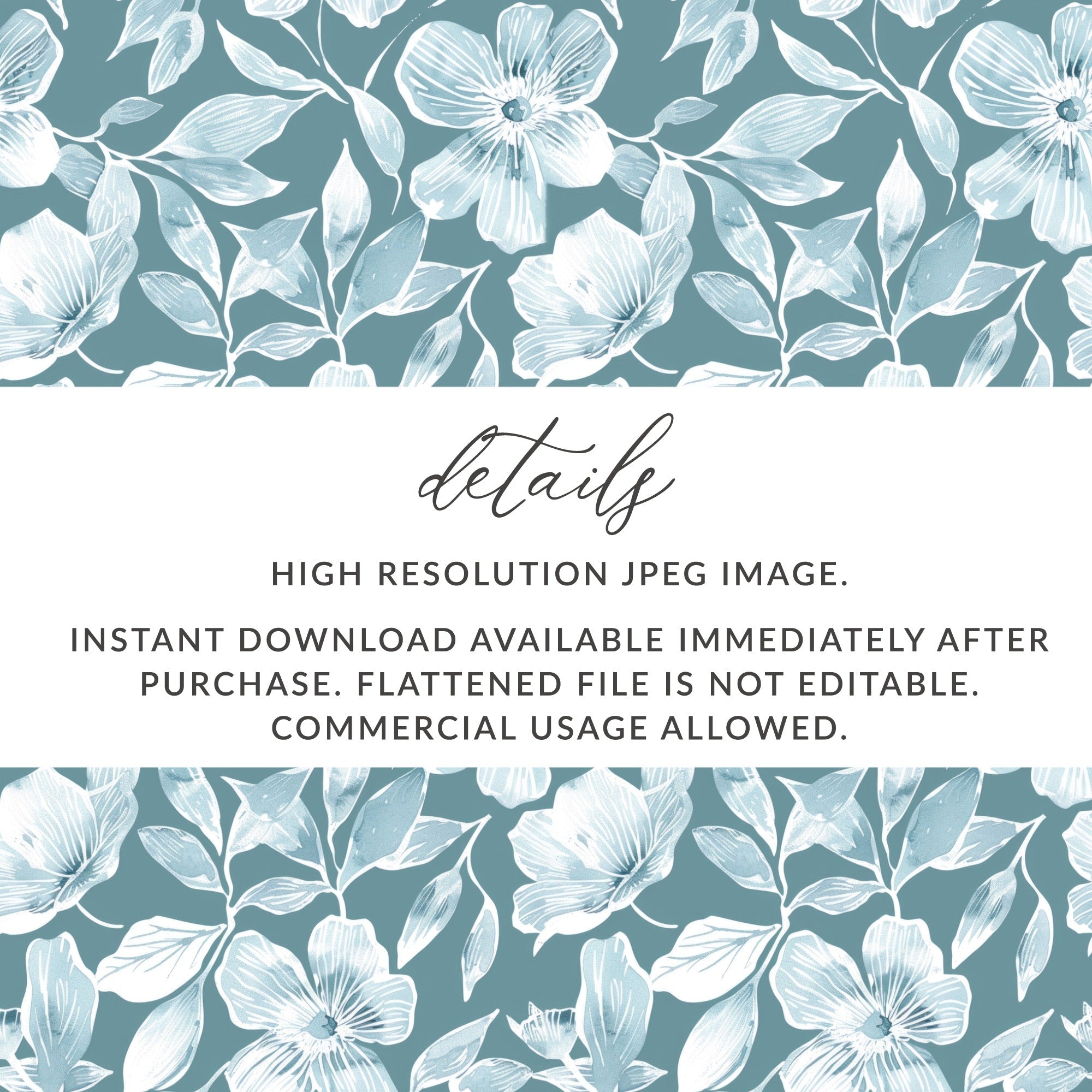 Blue Floral Seamless Pattern, Digital Paper, Flower Fabric Print, Scrapbook Paper, Repeat Pattern, Tileable Background Digital - Moore and Mountain
