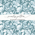 Blue Floral Seamless Pattern, Digital Paper, Flower Fabric Print, Scrapbook Paper, Repeat Pattern, Tileable Background Digital - Moore and Mountain