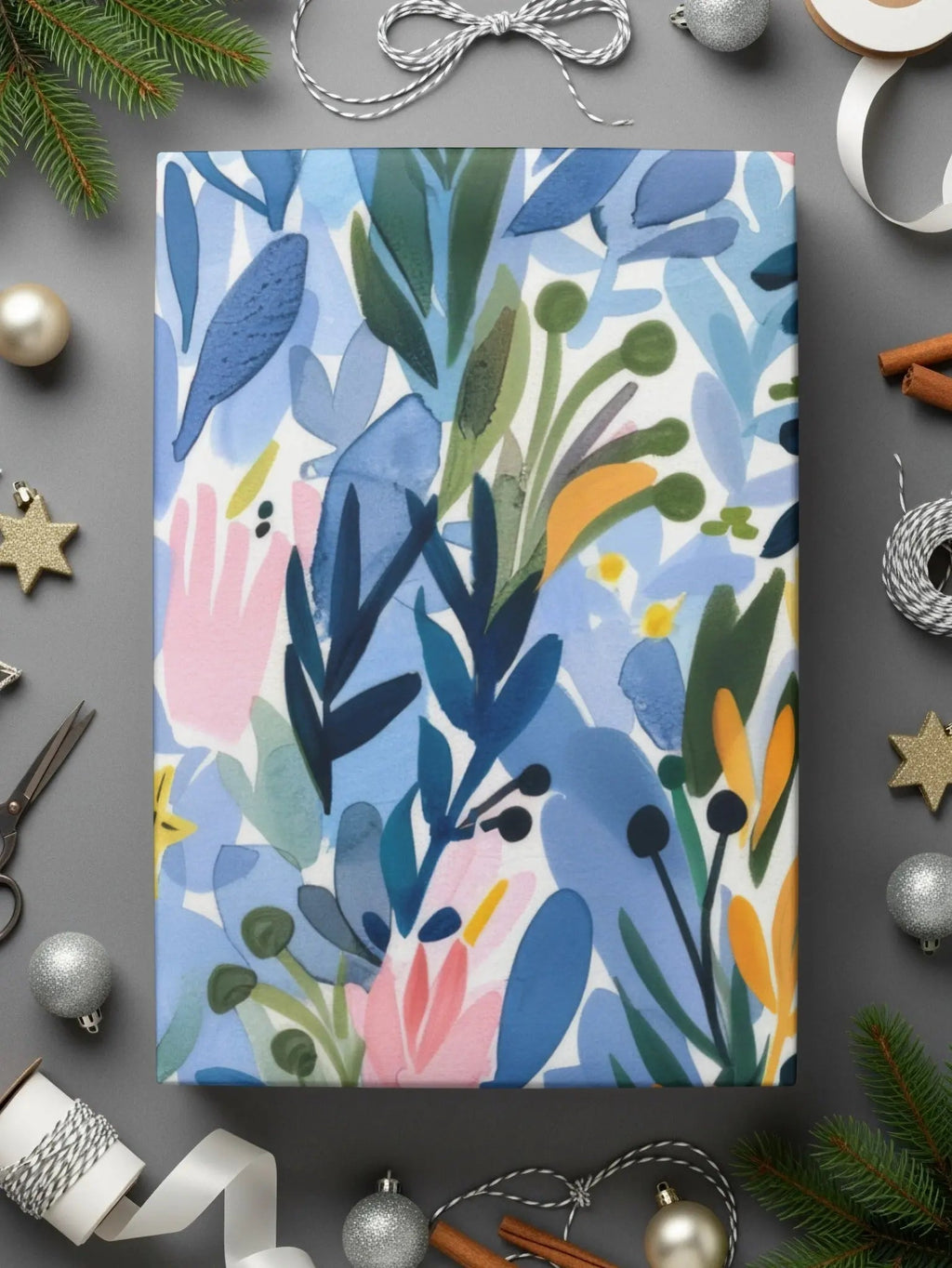 Blue Floral Seamless Pattern, Digital Paper Pack, Watercolor Flower Background, Fabric Design, Scrapbooking, Printable Art, JPEG Digital - Moore and Mountain