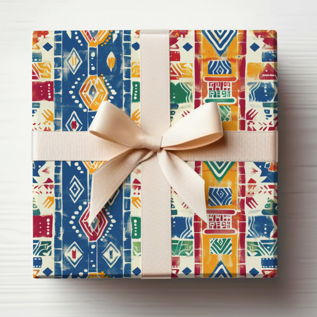 Colorful Geometric Patterned Gift Box with Bow