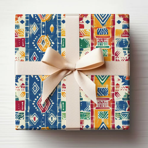 Colorful Geometric Patterned Gift Box with Bow
