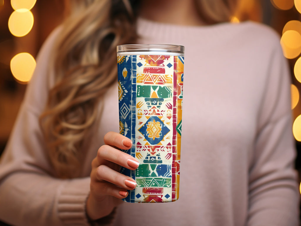Colorful Geometric Patterned Tumbler for Hot and Cold Drinks