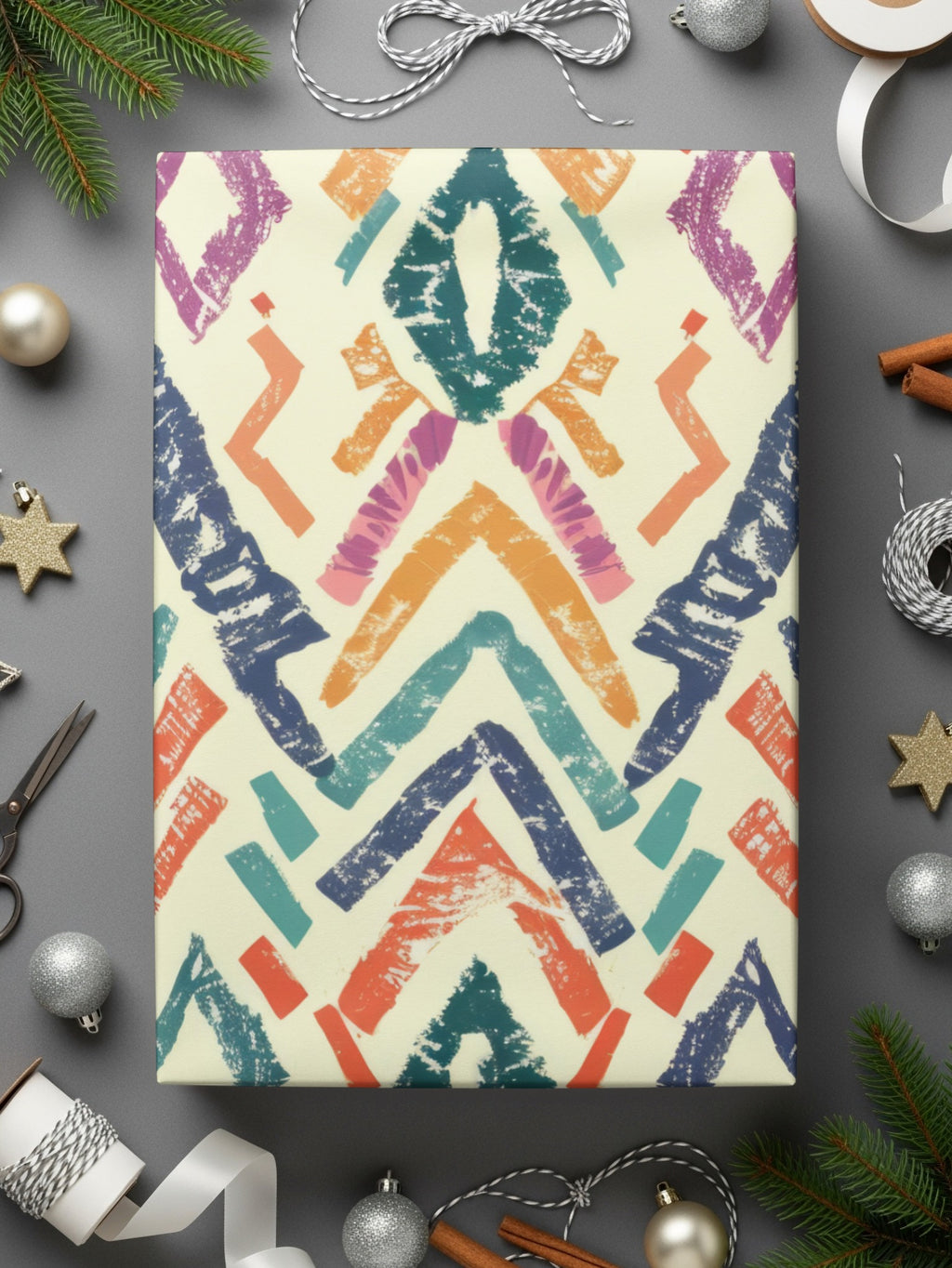 Colorful Geometric Pattern Gift Wrap for Festive Occasions