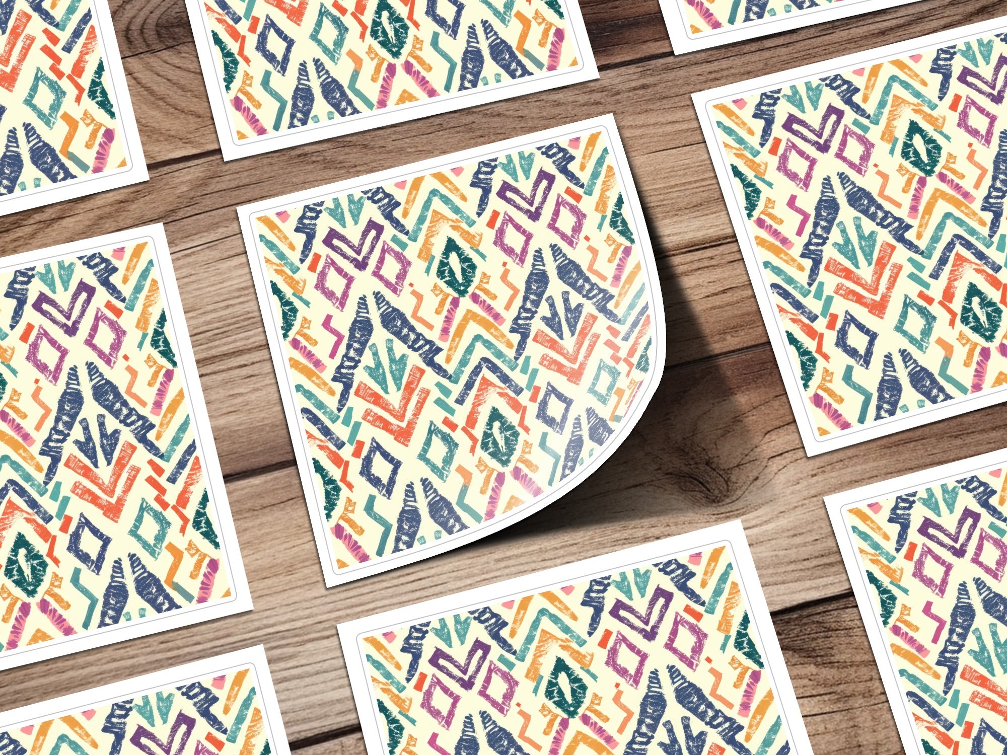 Multicolor Geometric Pattern Stickers Set of 6