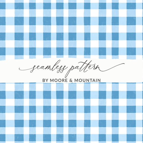 Blue Gingham Digital Paper, Seamless Checkered Pattern, Rustic Background, Scrapbooking Paper, Fabric Design, Cottagecore, Digital Product - Moore and Mountain