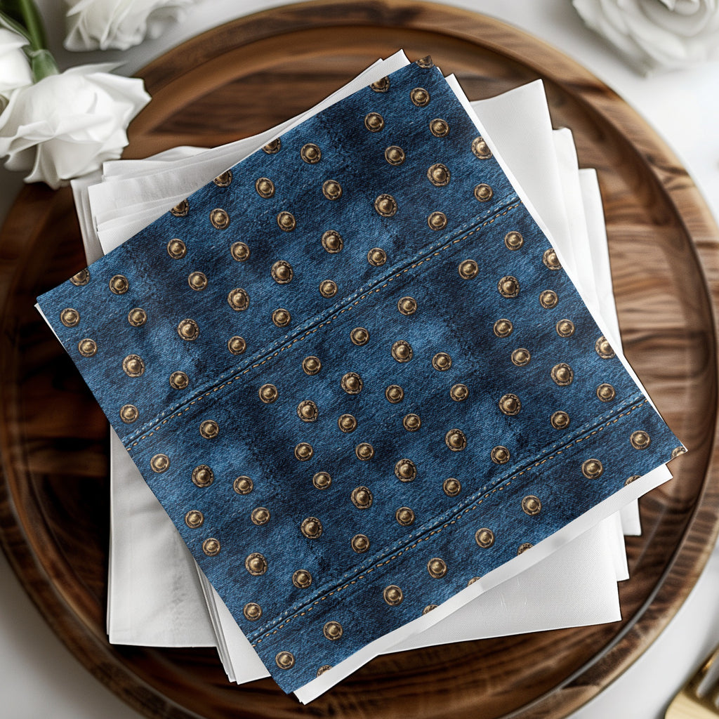 Blue Jeans Texture With Metal Studs Seamless Denim Digital - Moore and Mountain