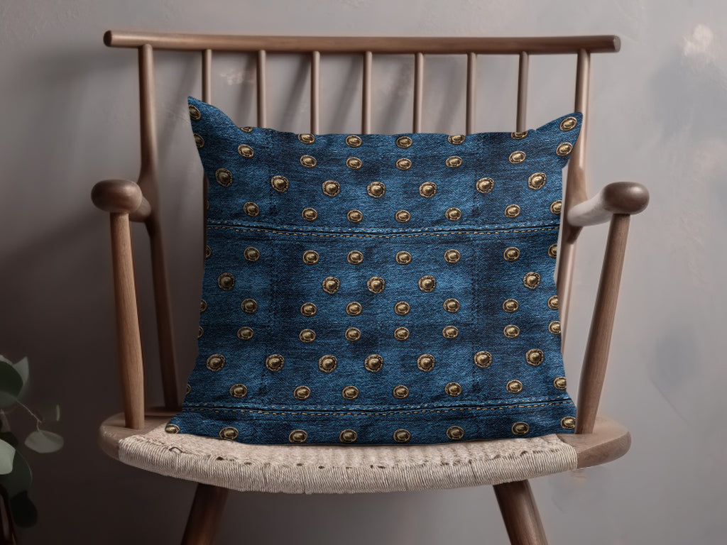 Blue Jeans Texture With Metal Studs Seamless Denim Digital - Moore and Mountain