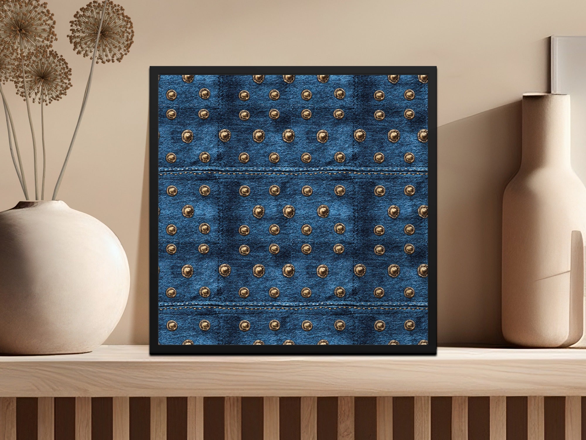 Blue Jeans Texture With Metal Studs Seamless Denim Digital - Moore and Mountain