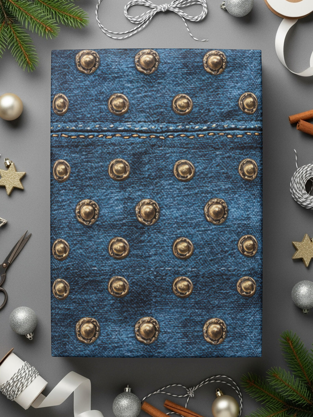 Blue Jeans Texture With Metal Studs Seamless Denim Digital - Moore and Mountain