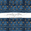 Blue Jeans Texture With Metal Studs Seamless Denim Digital - Moore and Mountain