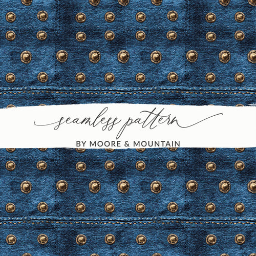 Blue Jeans Texture With Metal Studs Seamless Denim Digital - Moore and Mountain