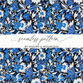 Blue Modern Toile Seamless Pattern Modern Chinoiserie - Moore and Mountain