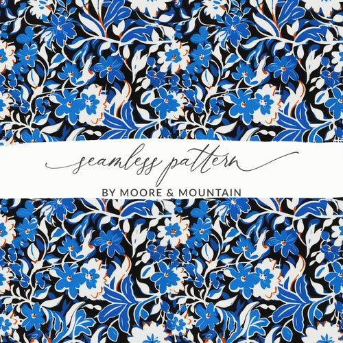 Blue Modern Toile Seamless Pattern Modern Chinoiserie - Moore and Mountain