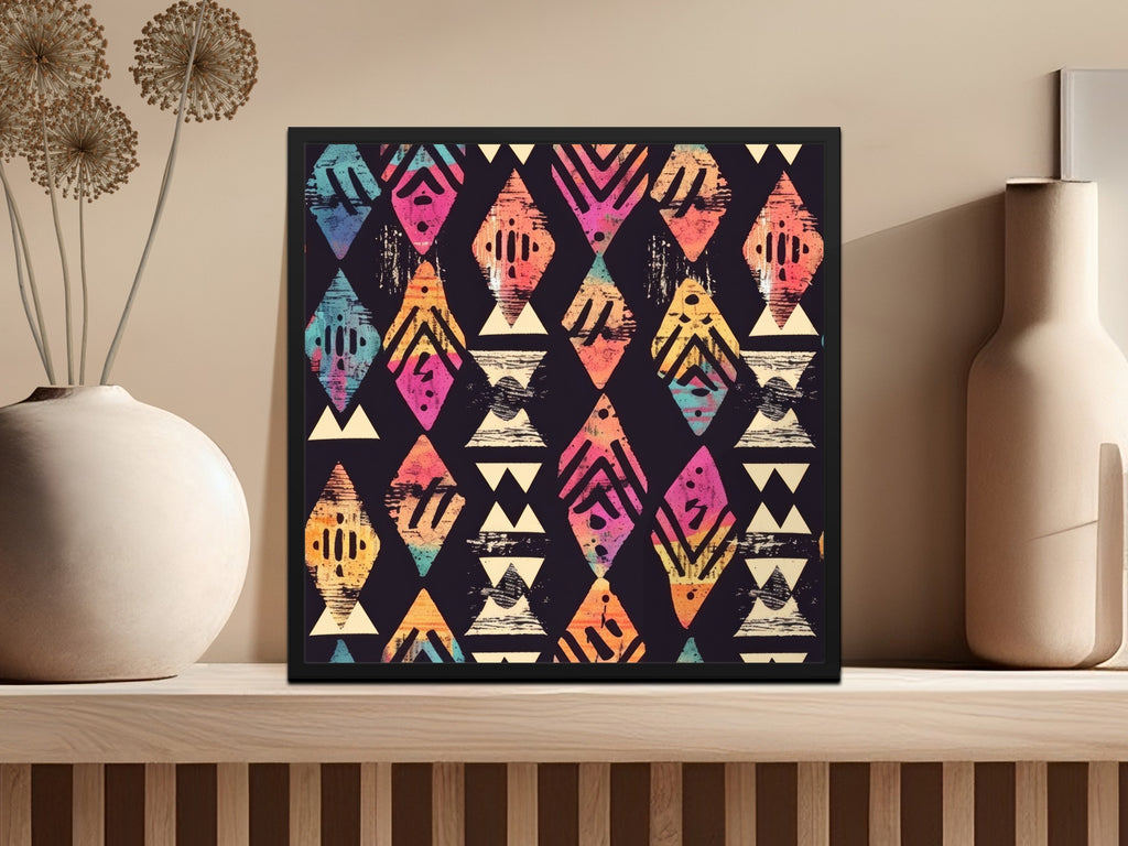 Multicolor Geometric Diamond Pattern Wall Art Decor Print