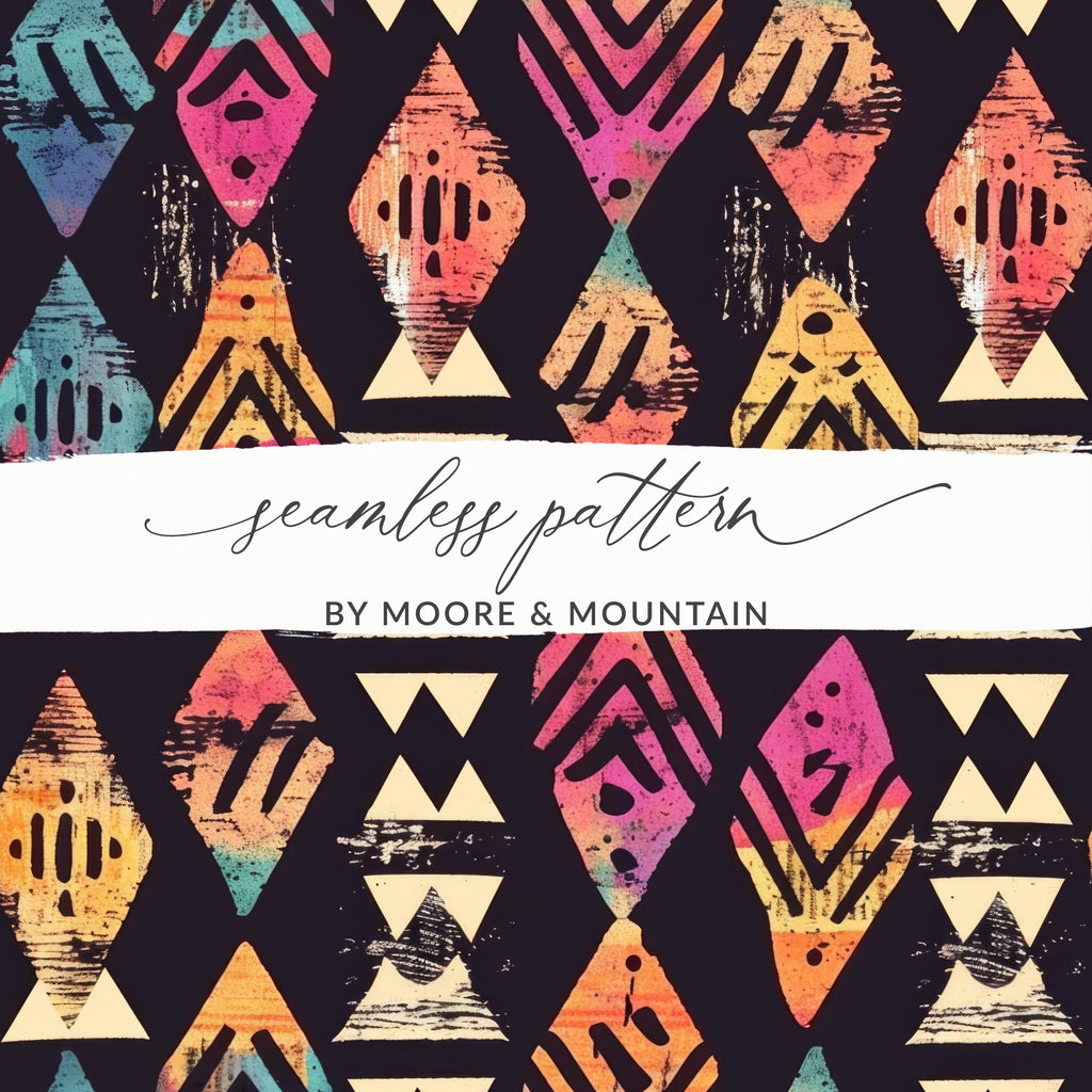 Colorful Geometric Tribal Print Seamless Pattern Design
