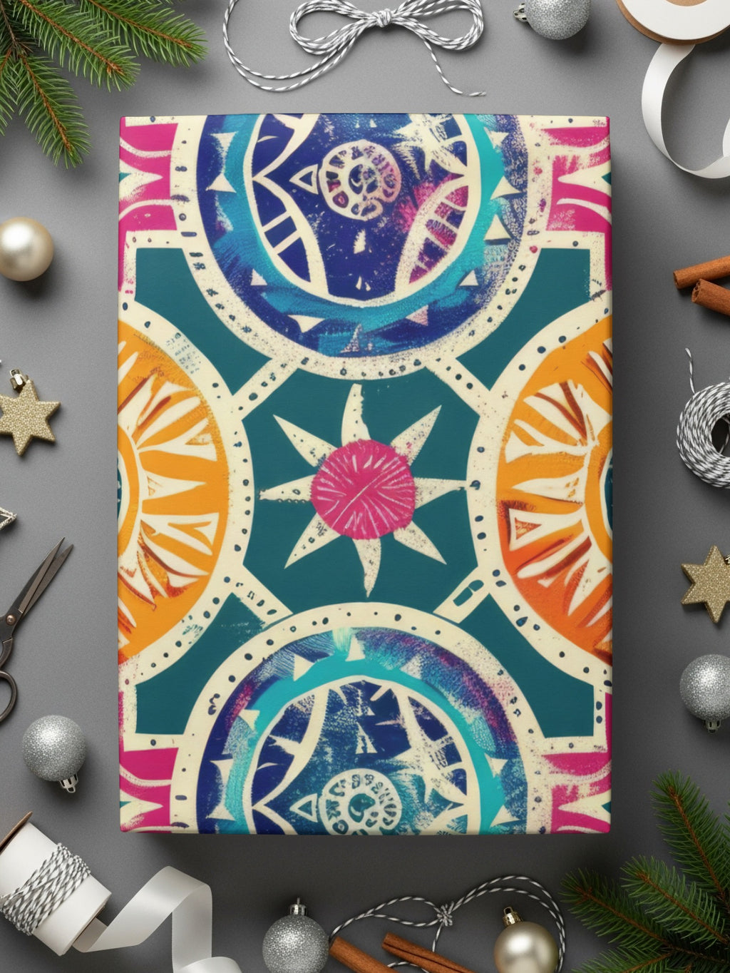 Festive Mandala Gift Wrap with Vibrant Design