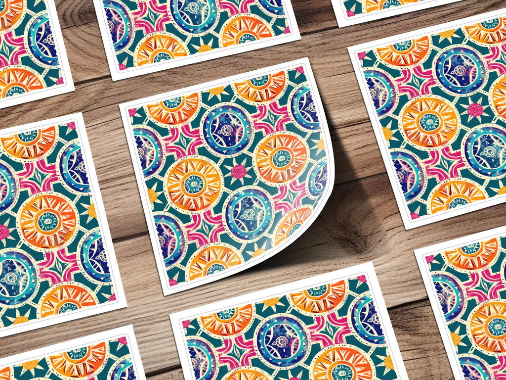 Vibrant Multicolored Geometric Patterned Art Print
