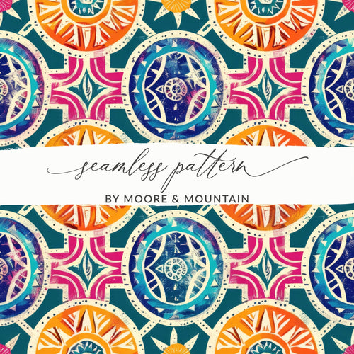 Vibrant Geometric Mandala Seamless Pattern Design