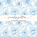 Blue Peony Digital Paper, Floral Seamless Pattern, Repeating Flower Backgrounds, Scrapbook Paper, Fabric Design, Printable Patterns Digital - Moore and Mountain