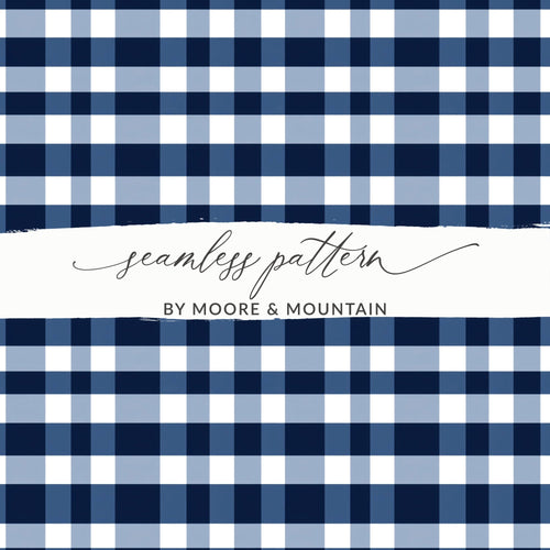 Blue Plaid Digital Paper, Gingham Pattern, Buffalo Check Seamless Pattern, Fabric Background, Scrapbook Paper, Digital Download - Moore and Mountain