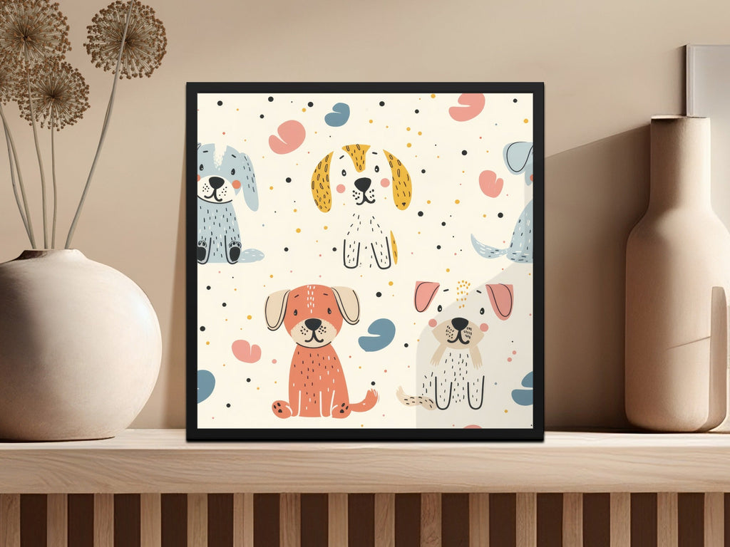 Blue Puppy Pattern, Digital Paper Pack, Pastel Dog Seamless Pattern, Beige Nursery Decor, Cute Animal Digital, Kids Room Decor, Scrapbooking - Moore and Mountain