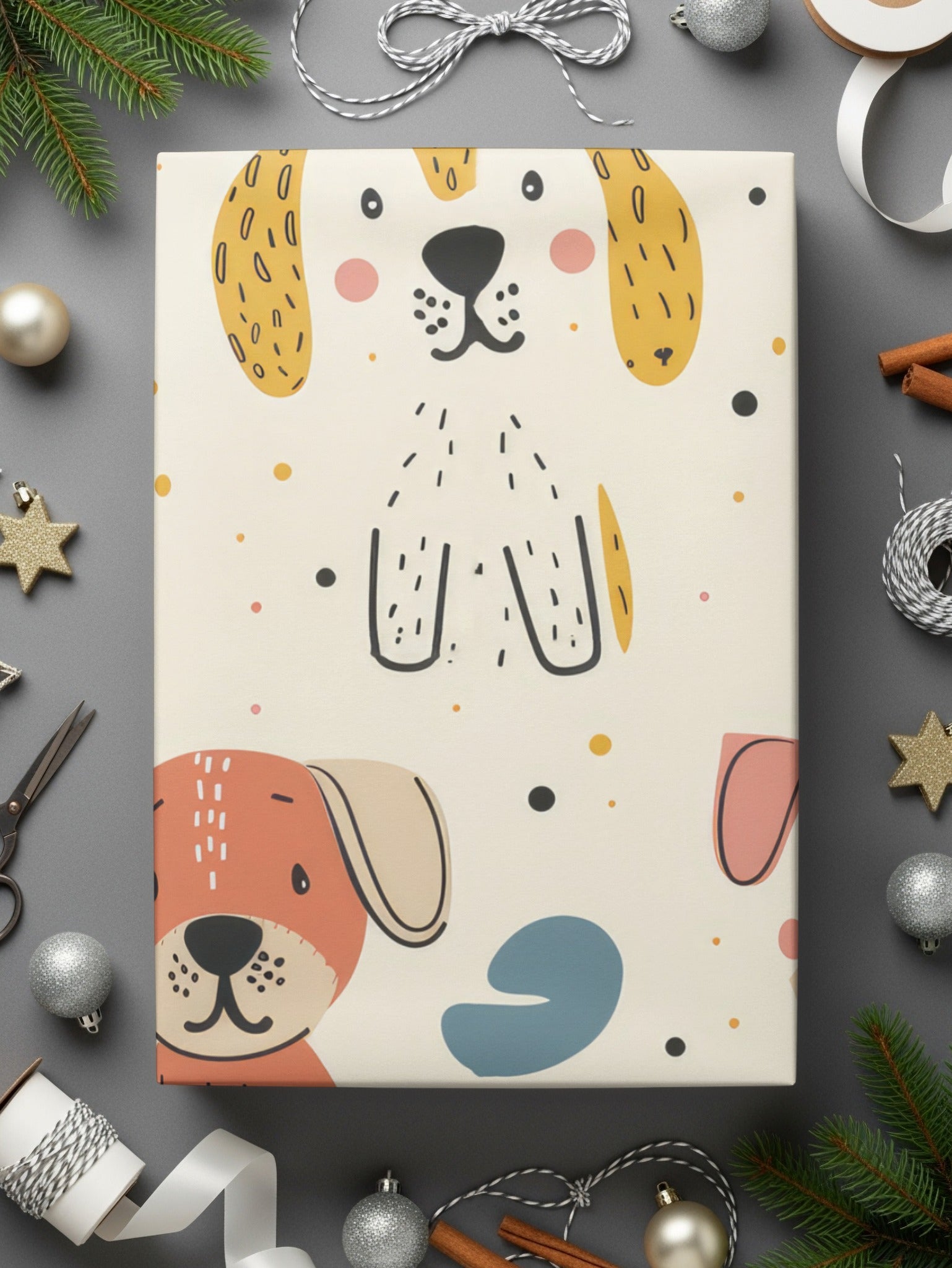 Blue Puppy Pattern, Digital Paper Pack, Pastel Dog Seamless Pattern, Beige Nursery Decor, Cute Animal Digital, Kids Room Decor, Scrapbooking - Moore and Mountain
