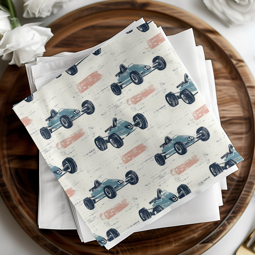 Blue Race Car Digital Paper, Pattern for Boys, Digital Download, Scrapbooking Paper, Kids Room Decor, Car Print, Vehicle Pattern - Moore and Mountain