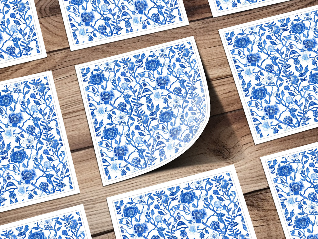 Blue Floral Pattern with Branches Decorative Sheets