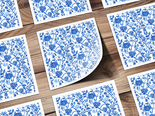 Blue Floral Pattern with Branches Decorative Sheets