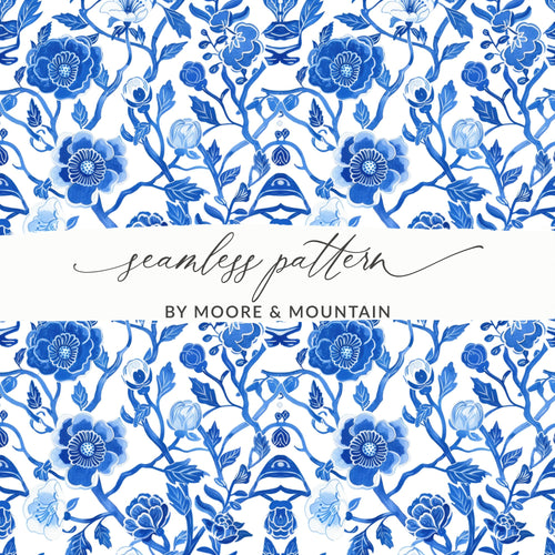 Moore and Mountain Seamless Floral Pattern