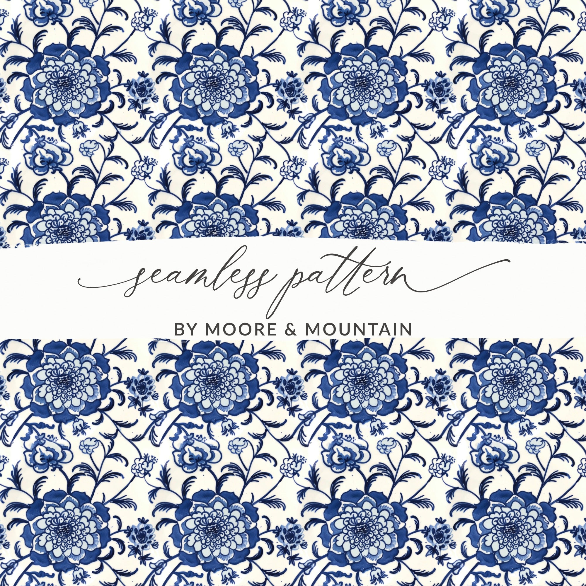 Elegant Blue Floral Seamless Pattern Design Printable