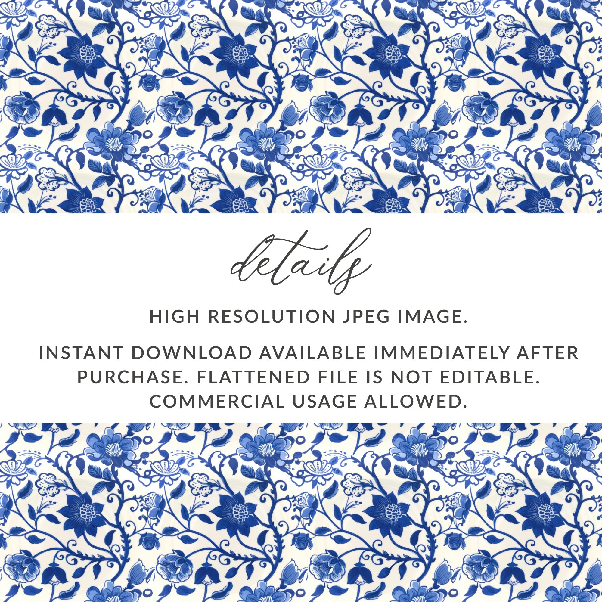 High Resolution Blue Floral Printable Download