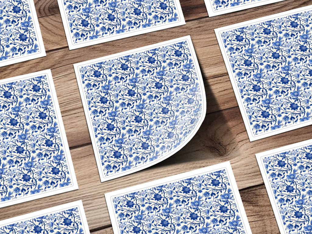 Elegant Blue Floral Design Decorative Paper Product